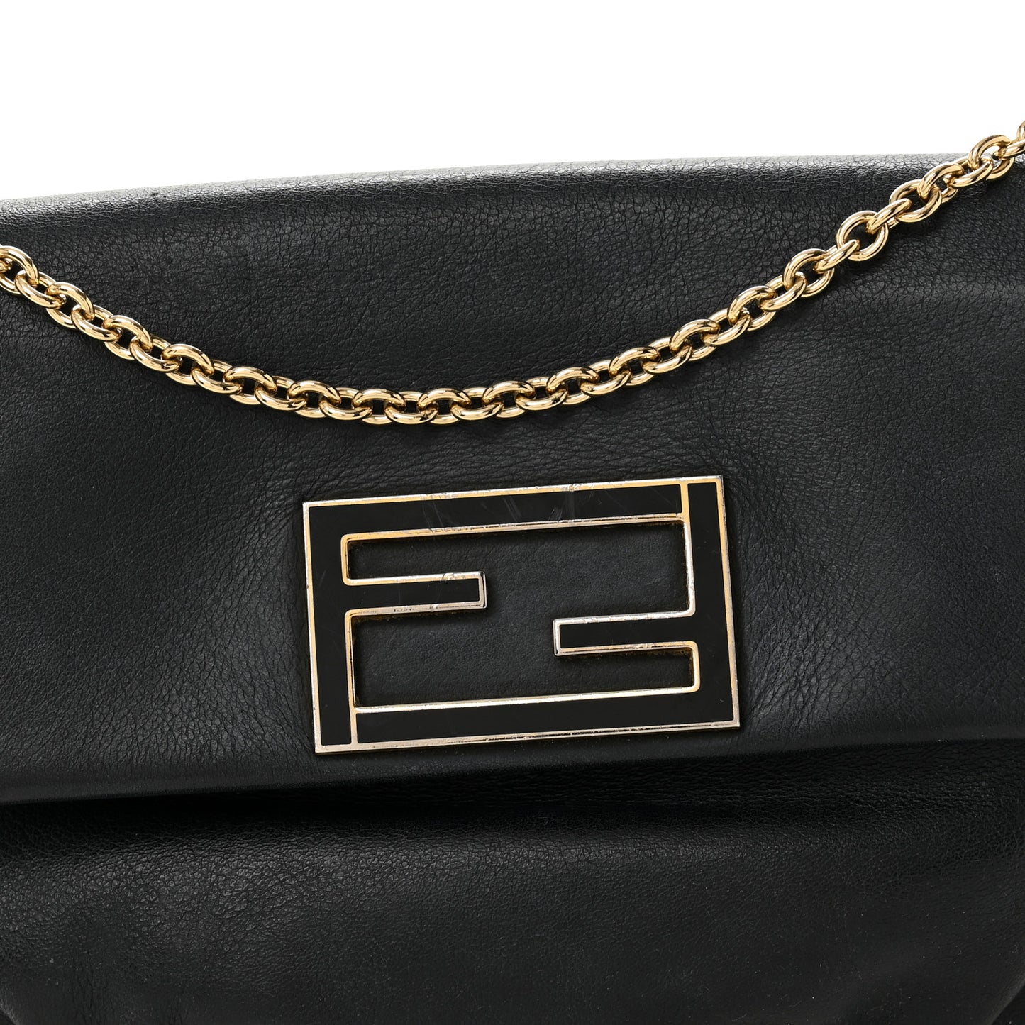Vitello Flamingo Fendista Pouchette Crossbody Black