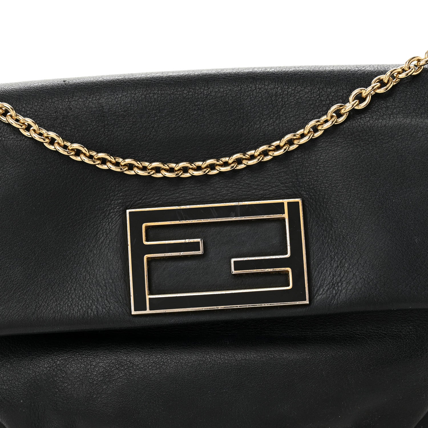 Fendi Vitello Flamingo Fendista Pouchette Crossbody Black 8 of 10