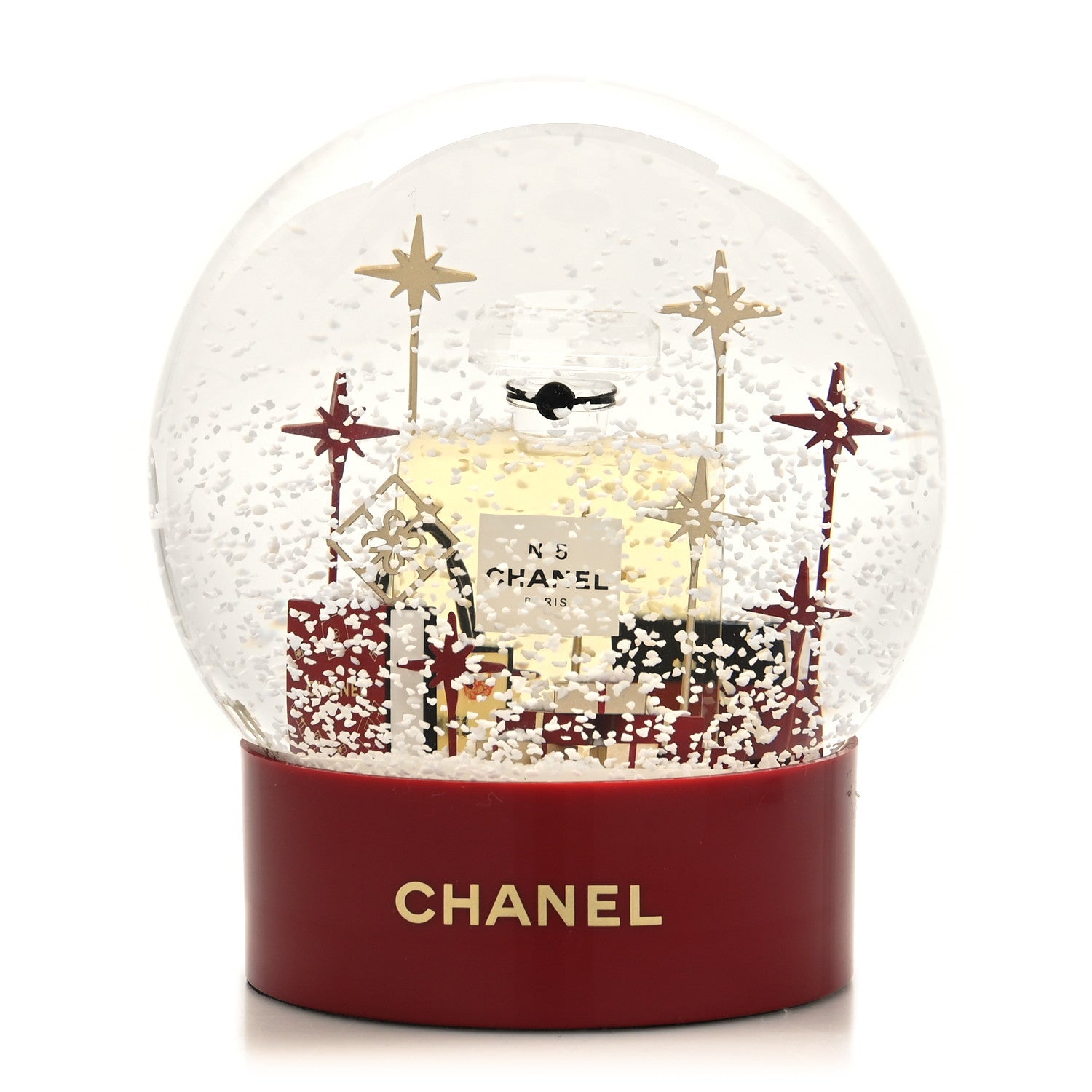 Chanel Glass CC Shopping Bag Snow Globe Burgundy 3 of 8