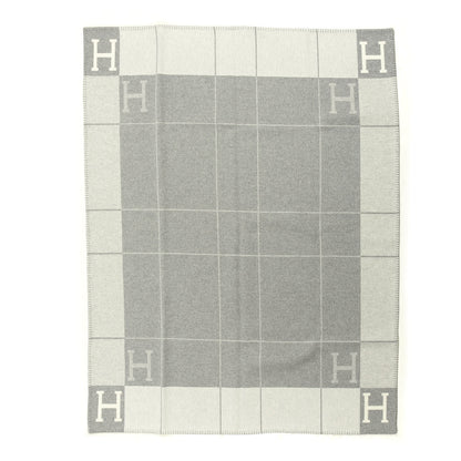 Hermes Wool Cashmere Avalon III Blanket Ecru Gris Clair 1 of 2