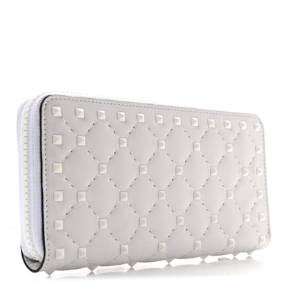Valentino Garavani Nappa Monochrome Rockstud Spike Zip Around Wallet White 3 of 9