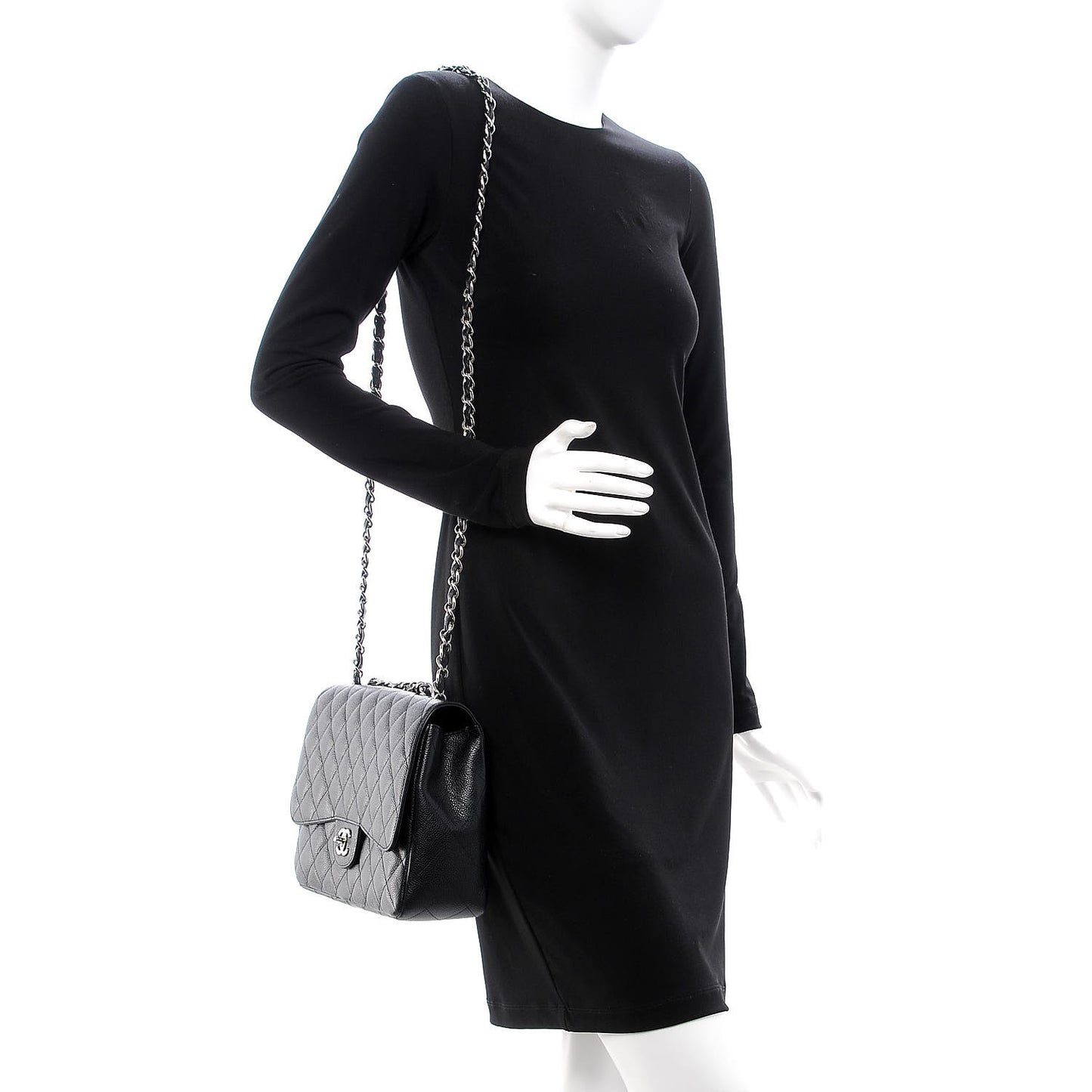 Caviar Quilted Jumbo Single Flap Black