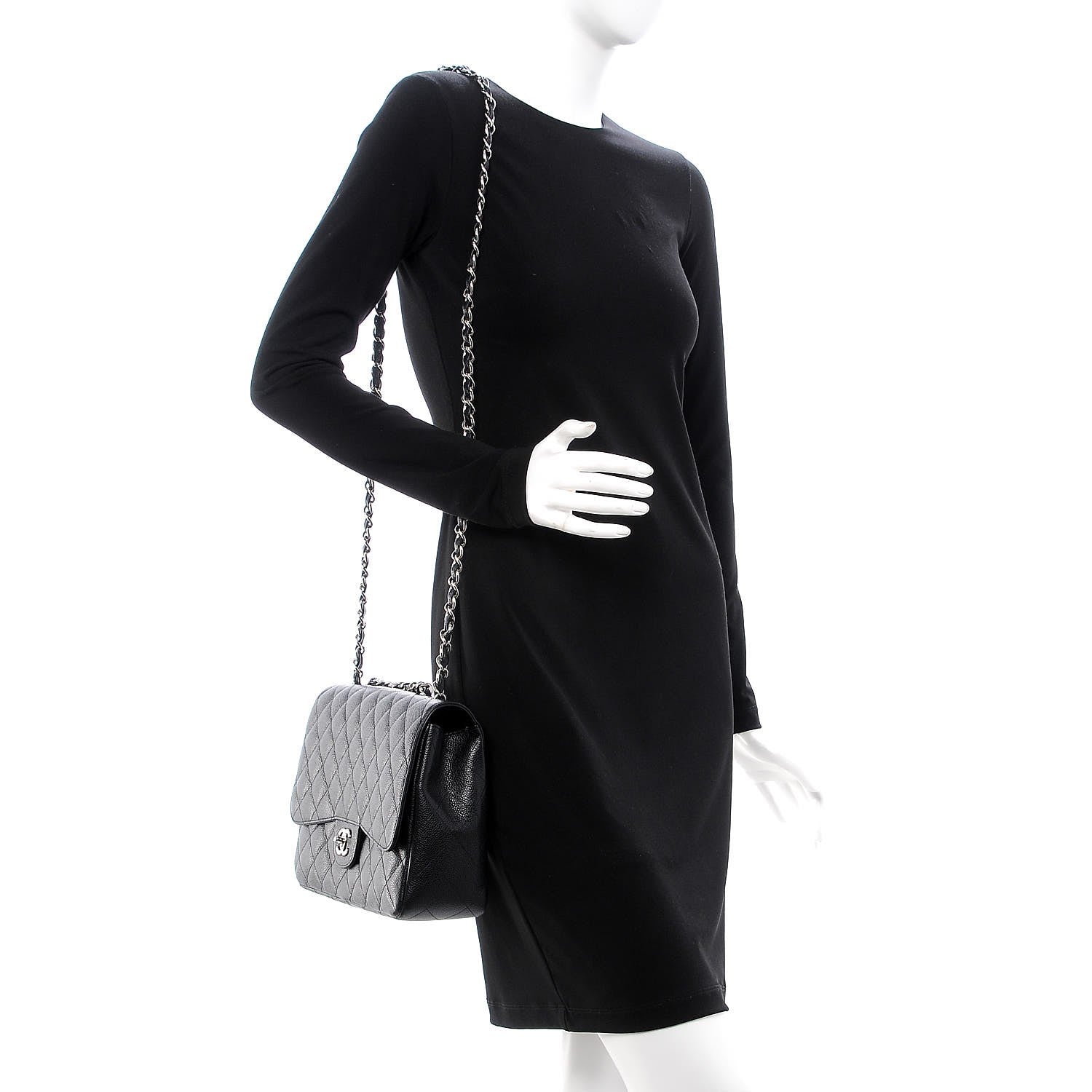 Chanel Caviar Quilted Jumbo Single Flap Black 2 of 9