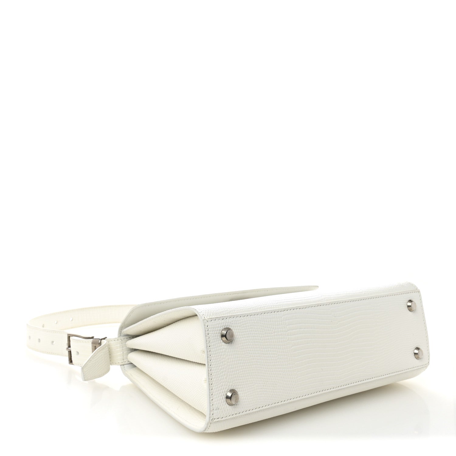 Balenciaga Patent Calfskin Lizard Embossed Medium Ghost Shoulder Bag Optic White 4 of 12