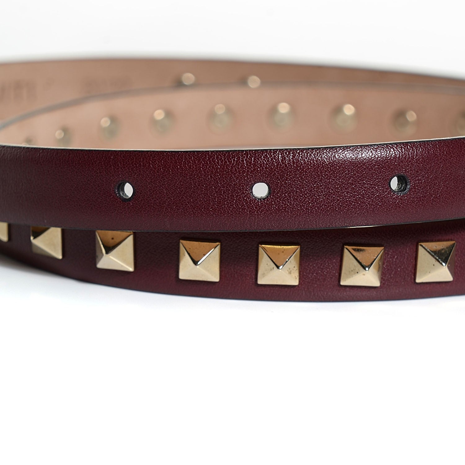 Valentino Garavani Calfskin Rockstud Belt 80 32 Rubin 4 of 6