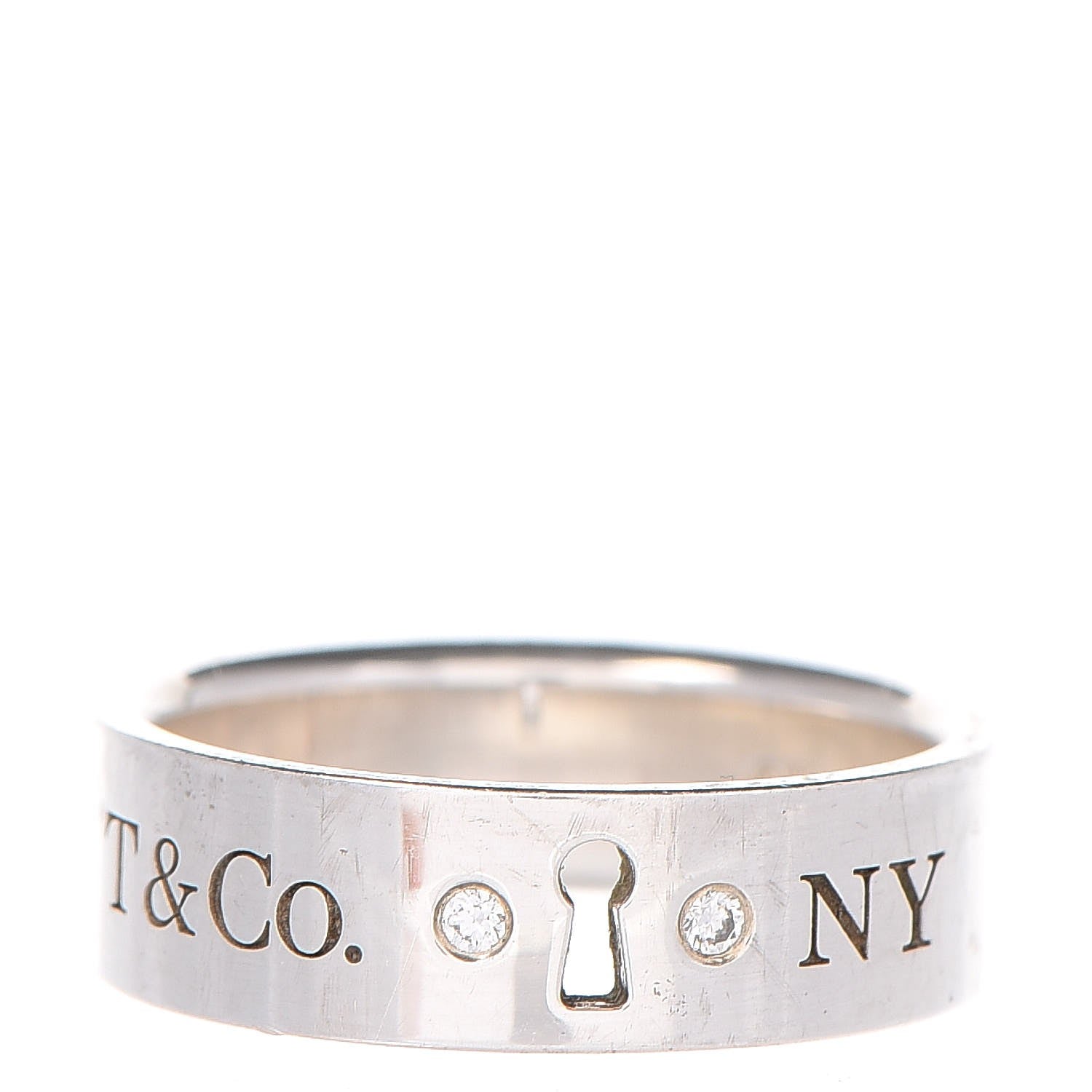 Tiffany Sterling Silver Diamond Locks Ring 54.5 7 1 of 8