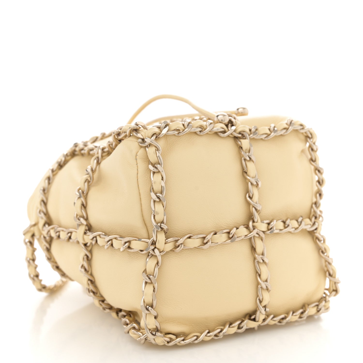 Chanel Lambskin Bucket Chain Drawstring Bag Yellow 4 of 11