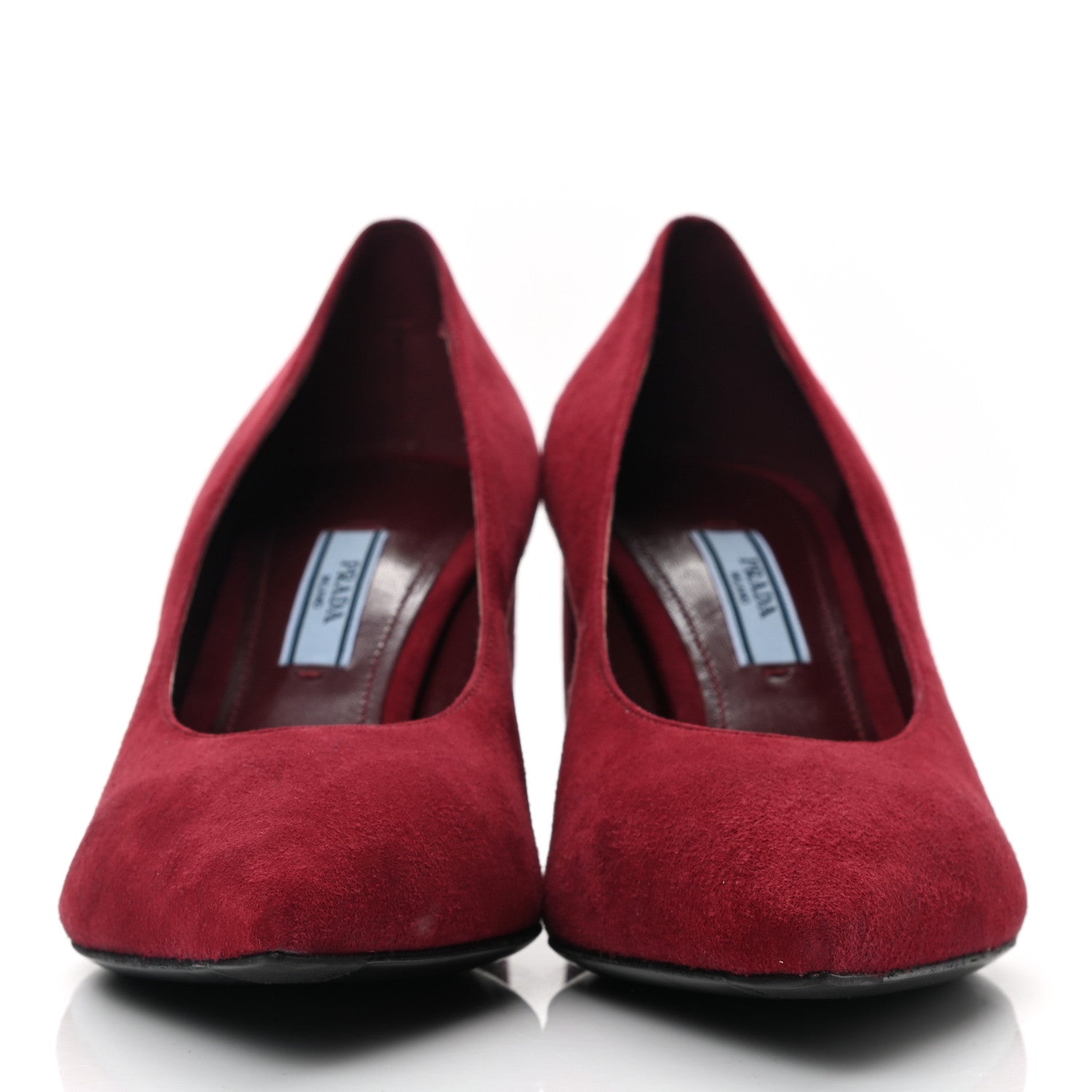 Prada Camoscio Block Heel Pumps 37.5 Red 3 of 8