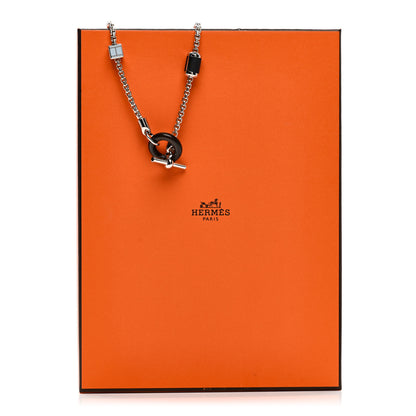 Hermes Palladium Buffalo Horn Swift Meli-Melo Necklace Bleu Lin 6 of 6