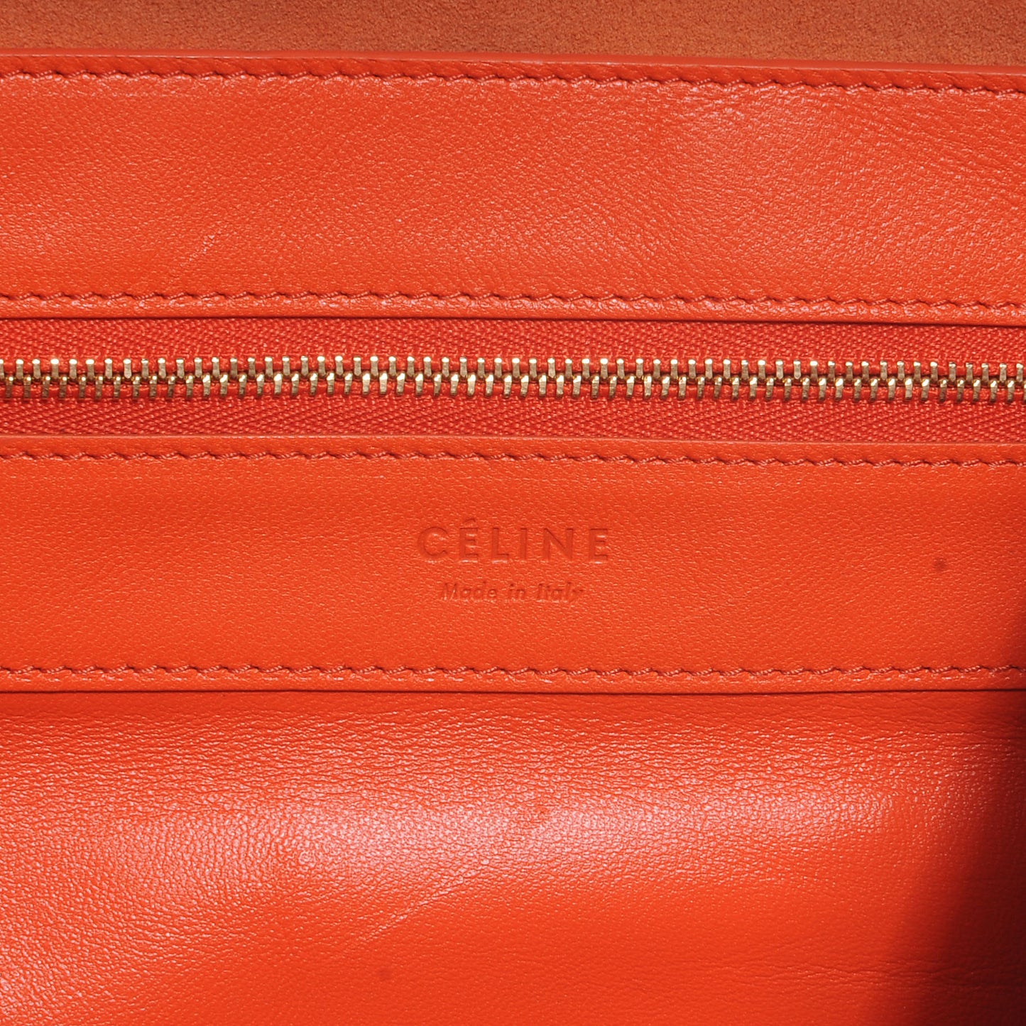 Leather Horizontal Bi-Cabas Orange Red