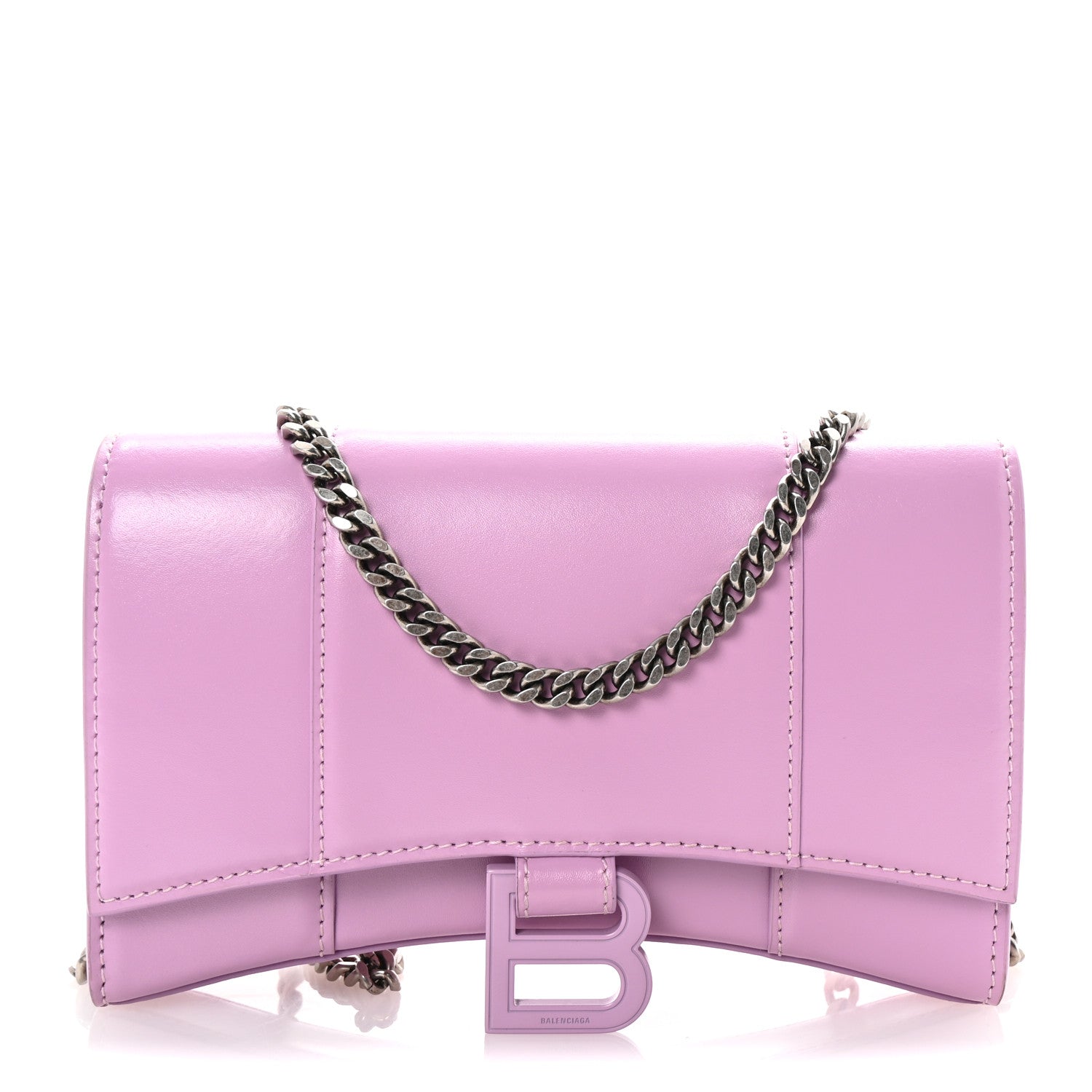 Balenciaga Shiny Box Calfskin Tonal B Hourglass Chain Bag Liliac 1 of 9