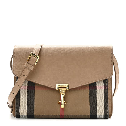 Burberry Derby Calfskin House Check Baby Macken Crossbody Bag Camel 1 of 9