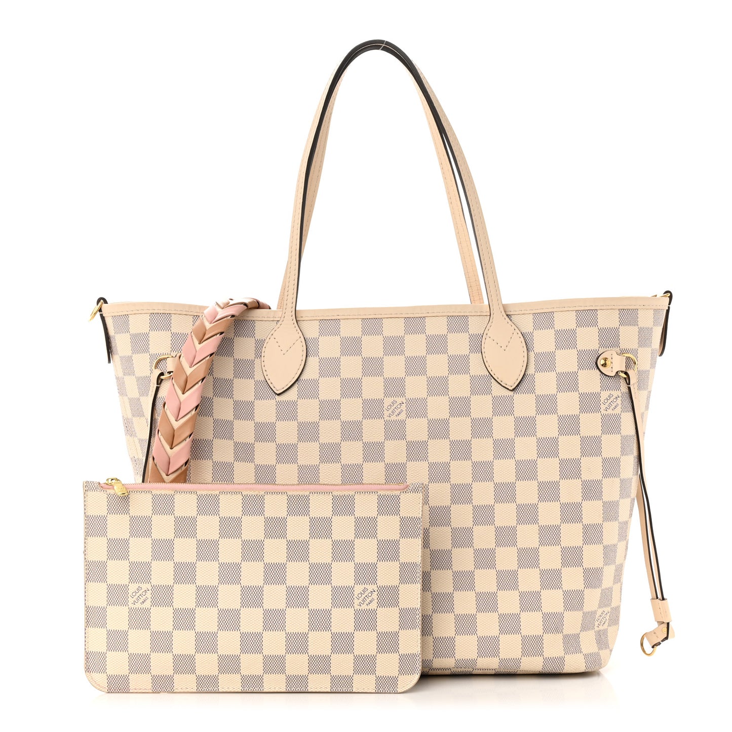 Damier Azur Braided Neverfull MM Pink