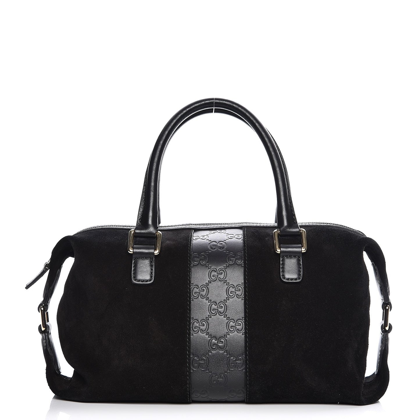 Suede Guccissima Small Boston Black