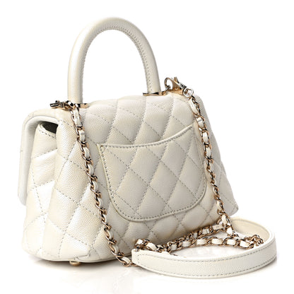 Chanel Iridescent Caviar Quilted Extra Mini Coco Handle Flap Ivory 3 of 10