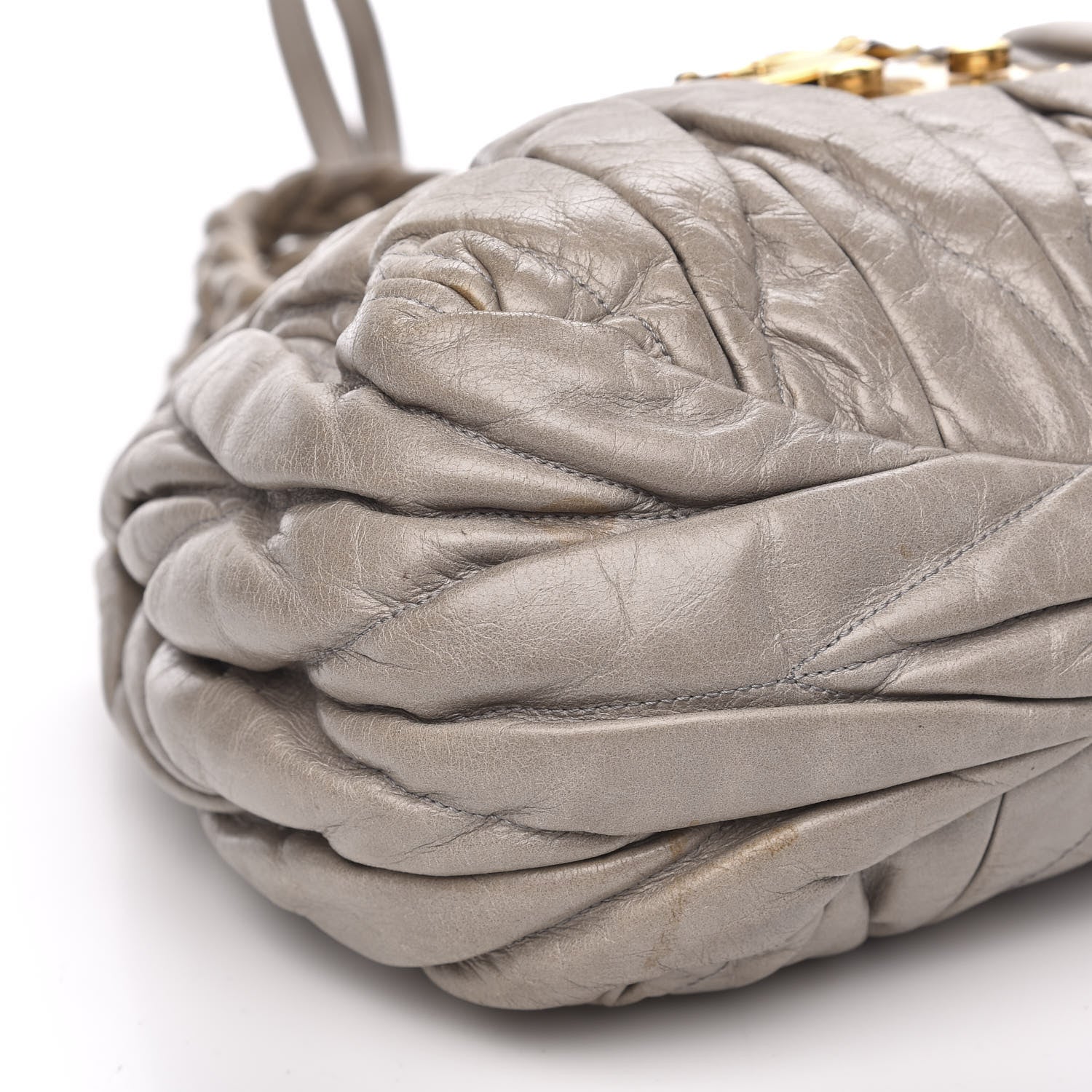 Miu Miu Nappa Matelasse Top Handle Satchel Fumo 12 of 14