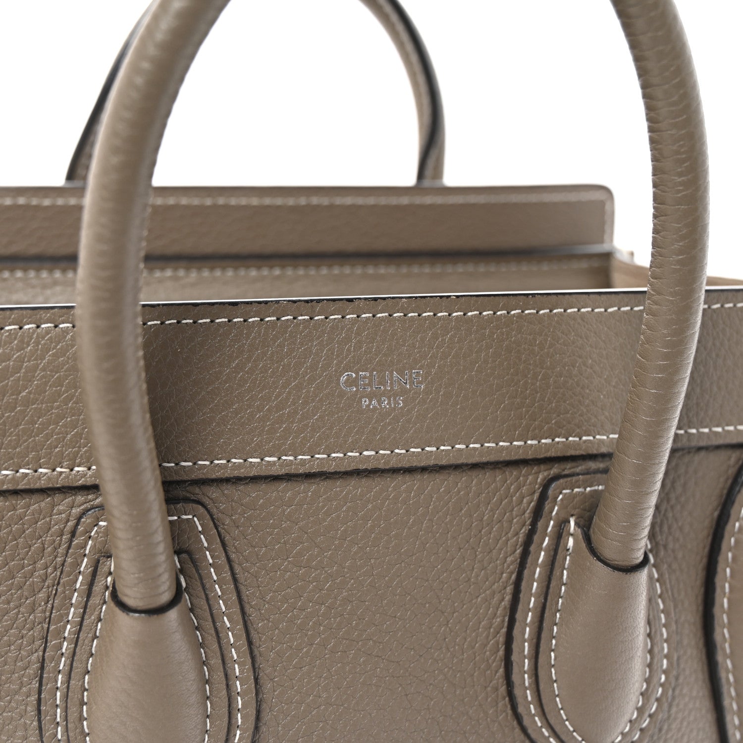 Celine Drummed Calfskin Nano Luggage Souris 6 of 10