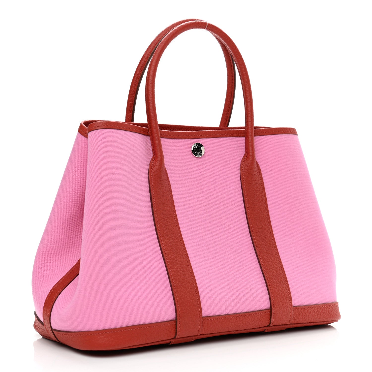 Hermes Toile Militaire Vache Country Garden Party Tote 30 Bubblegum Rouge Duchesse 3 of 10