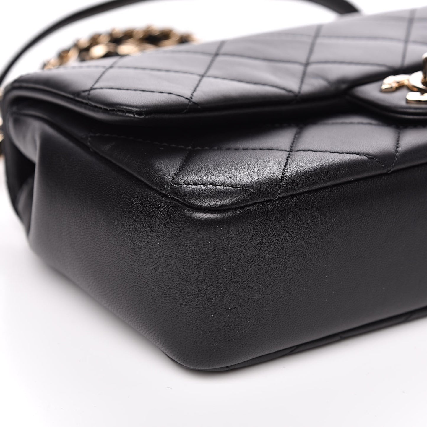 Lambskin Quilted Resin Bi-Color Chain Flap Bag Black