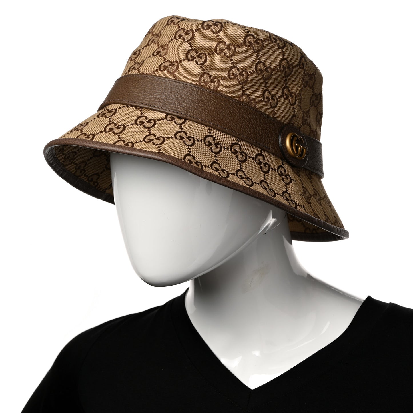 Monogram Textured Dollar Calfskin GG Jago Bucket Hat S Cacao Beige