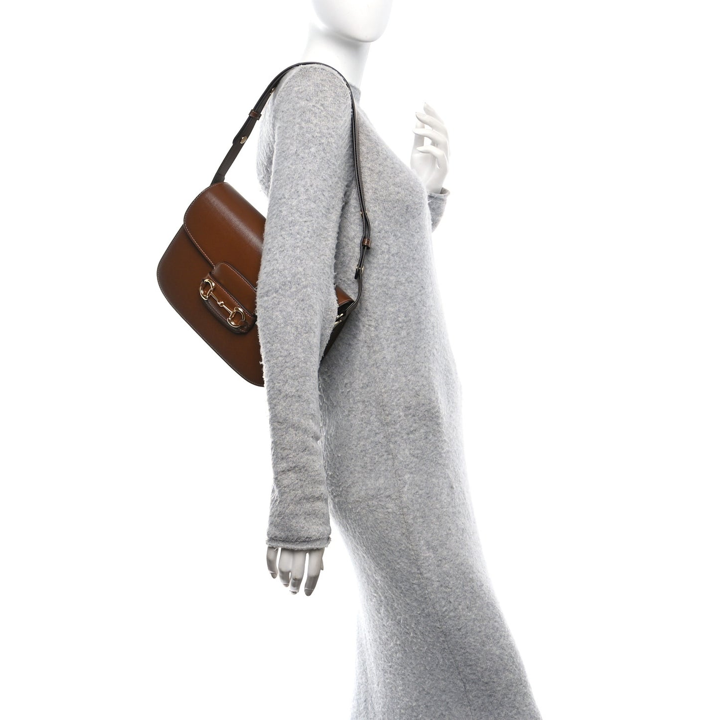 Azalea Calfskin Horsebit 1955 Shoulder Bag Brown Sugar