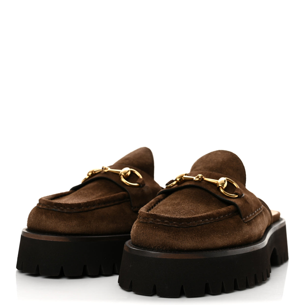 Gucci Suede Horsebit Platform Mules 37.5 Washed Brown 4 of 10