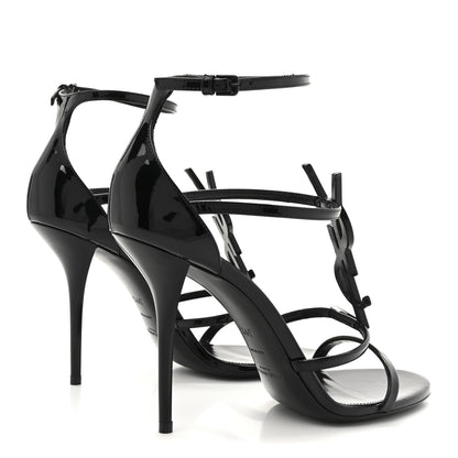 Saint Laurent Patent Cassandra 100 Ankle Strap Sandals 39.5 Black 5 of 10