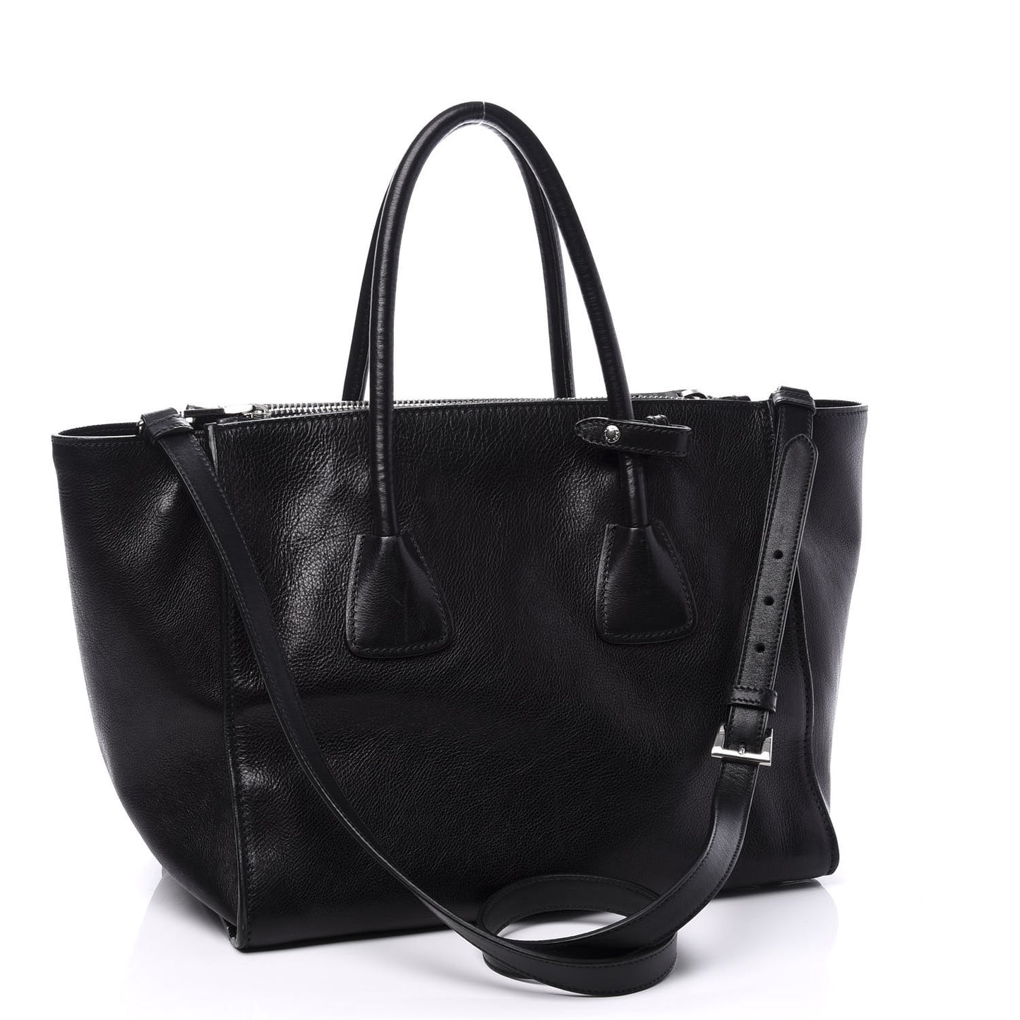 Glace Calf Twin Pocket Tote Black
