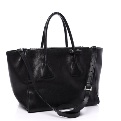 Prada Glace Calf Twin Pocket Tote Black 2 of 13