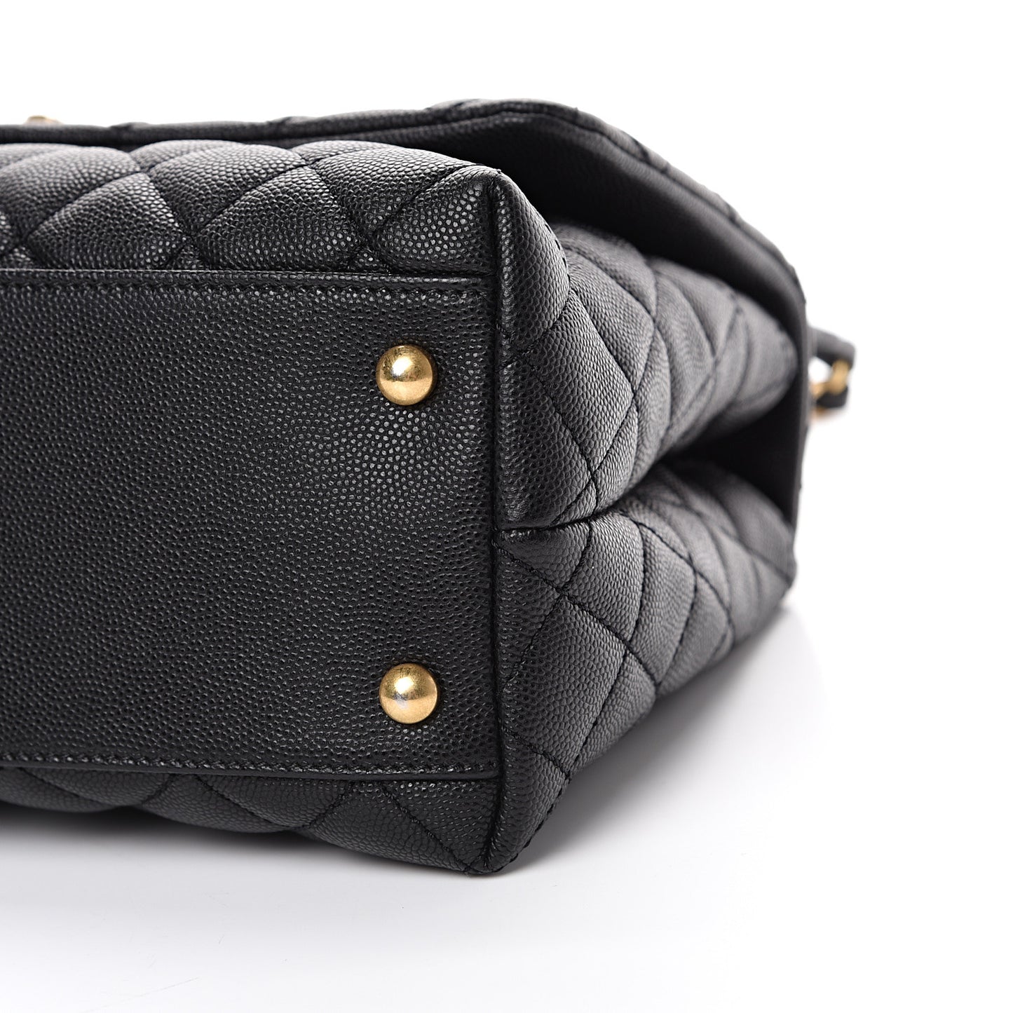 Caviar Lizard Embossed Quilted Small Coco Handle Flap Black