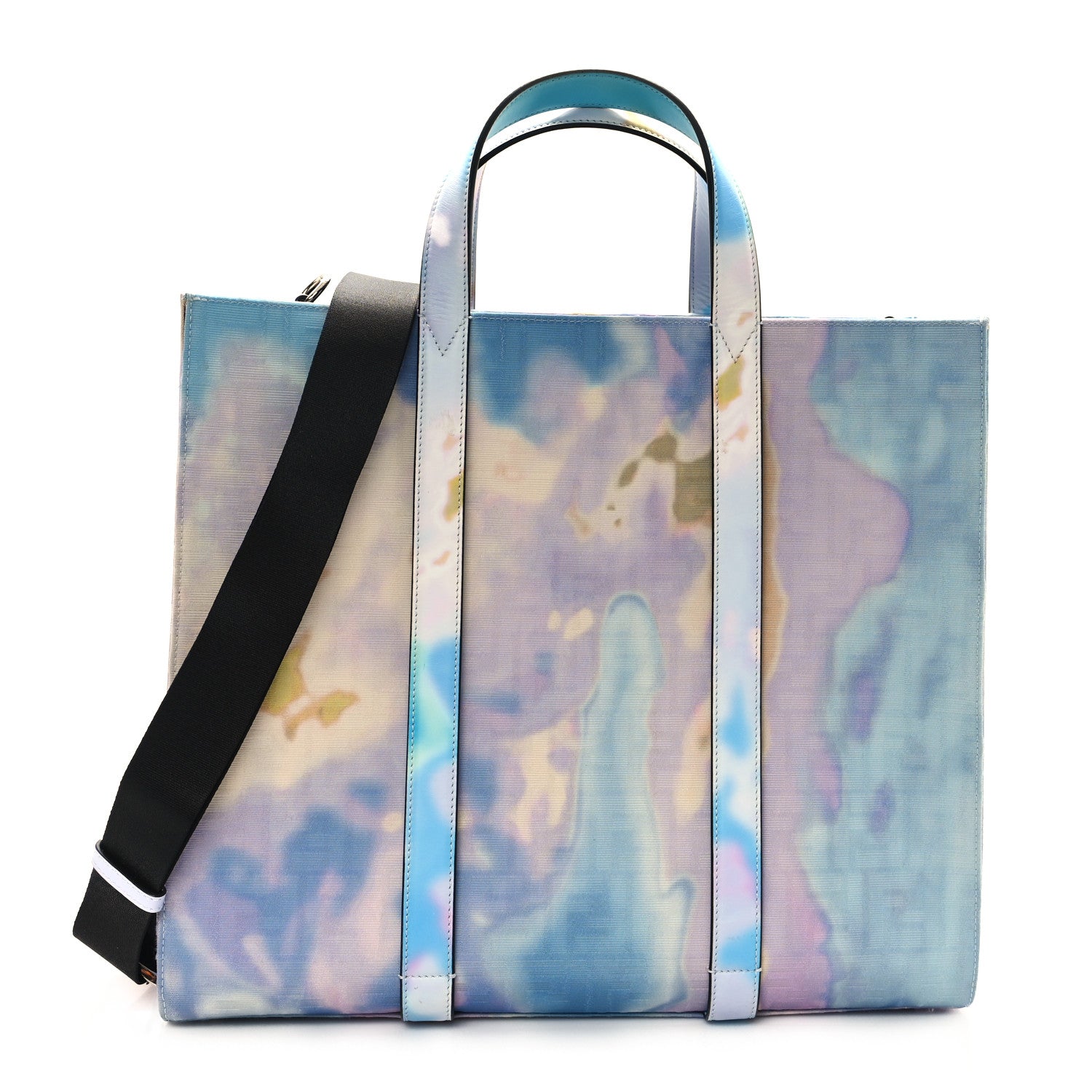 Fendi Fabric Jacquard FF Tie Dye Sunset Large Shopping Tote  Light Blue Black 1 of 11
