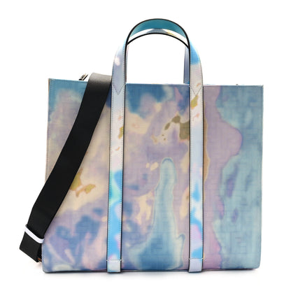 Fendi Fabric Jacquard FF Tie Dye Sunset Large Shopping Tote  Light Blue Black 1 of 11