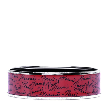 Hermes Enamel Printed Handwriting Wide Bracelet 62 1 of 5