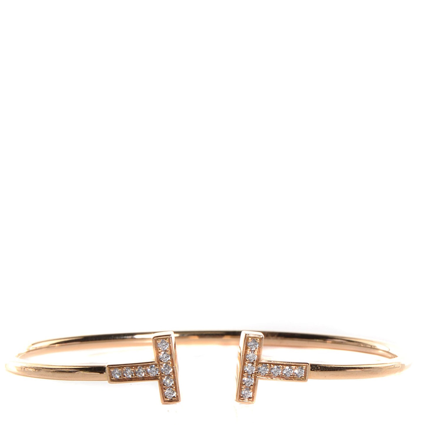 18K Rose Gold Diamond T Wire Bracelet