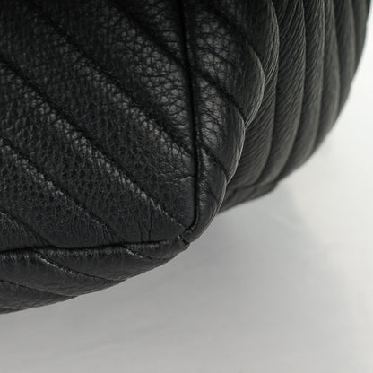 Chanel Deerskin Chevron Large CC Chain Bucket Drawstring Bag Black 9 of 12