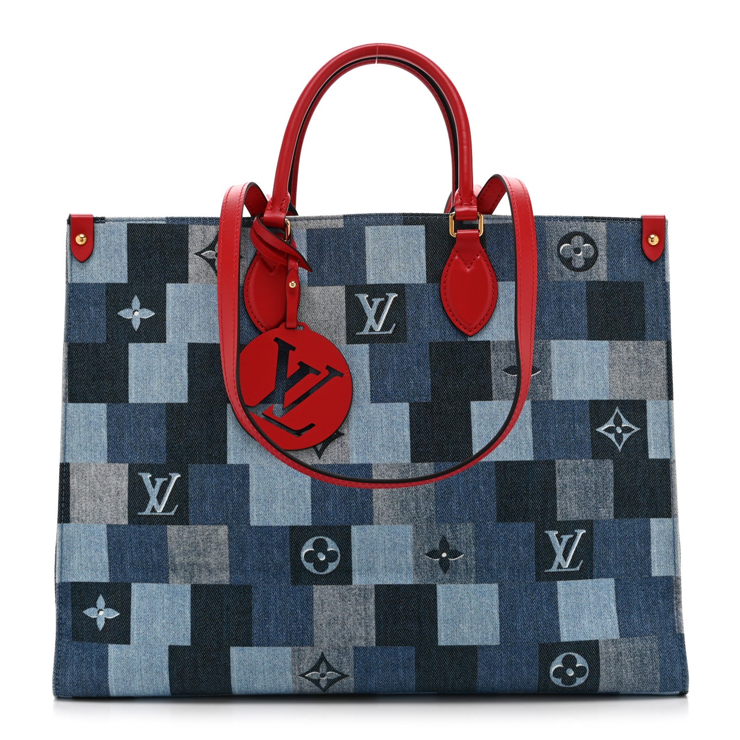 Louis Vuitton Denim Damier Monogram Onthego Blue Rouge 1 of 10