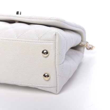 Chanel Iridescent Caviar Quilted Extra Mini Coco Handle Flap White 9 of 10