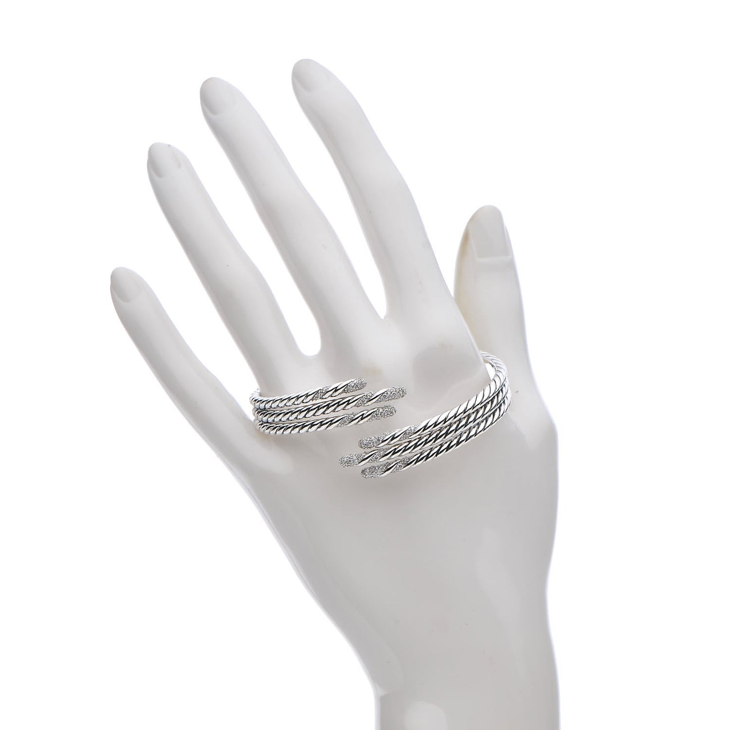 Sterling Silver Diamond 3-Row Open Willow Bracelet