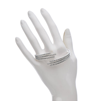 David Yurman Sterling Silver Diamond 3-Row Open Willow Bracelet 2 of 6