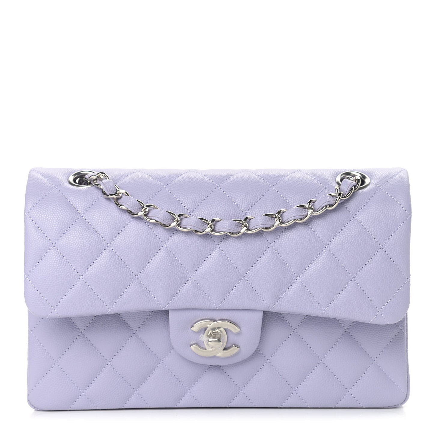 Caviar Quilted Small Double Flap Light Purple