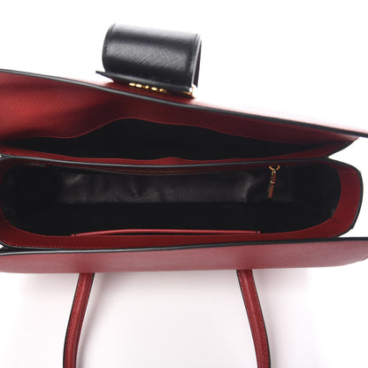 Prada Saffiano Tri-Color Turn Lock Satchel Fuoco White Black 5 of 10