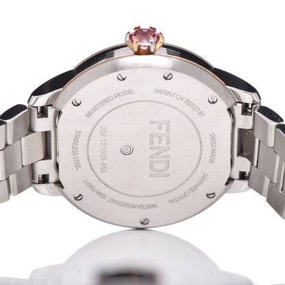 Fendi Stainless Steel Mother of Pearl Topaz Spinel 33mm Ishine Rotating Gem Two Tone Quartz Watch 7 of 9