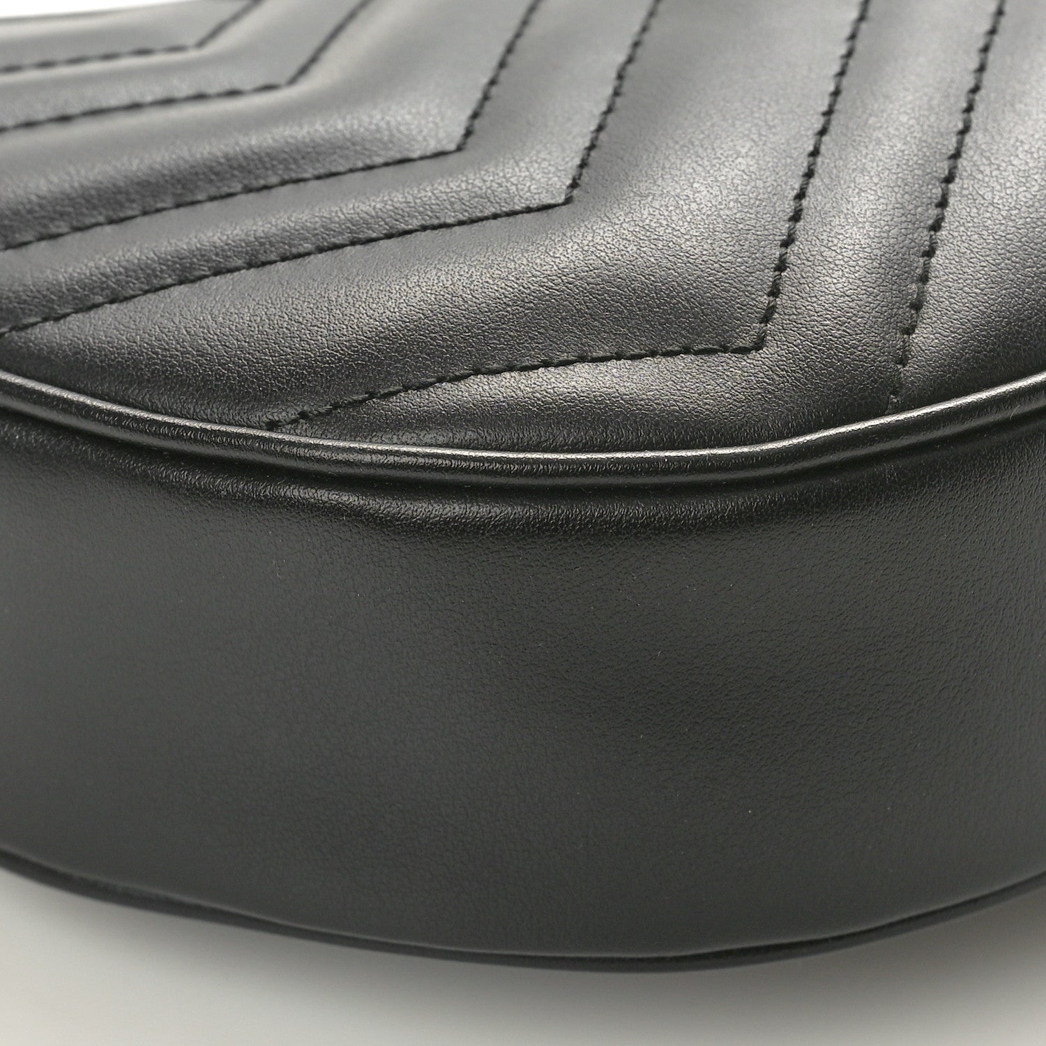 Gucci Calfskin Matelasse Chevron Mini GG Marmont Half Moon Hobo Black 9 of 10