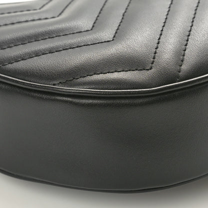 Gucci Calfskin Matelasse Chevron Mini GG Marmont Half Moon Hobo Black 9 of 10