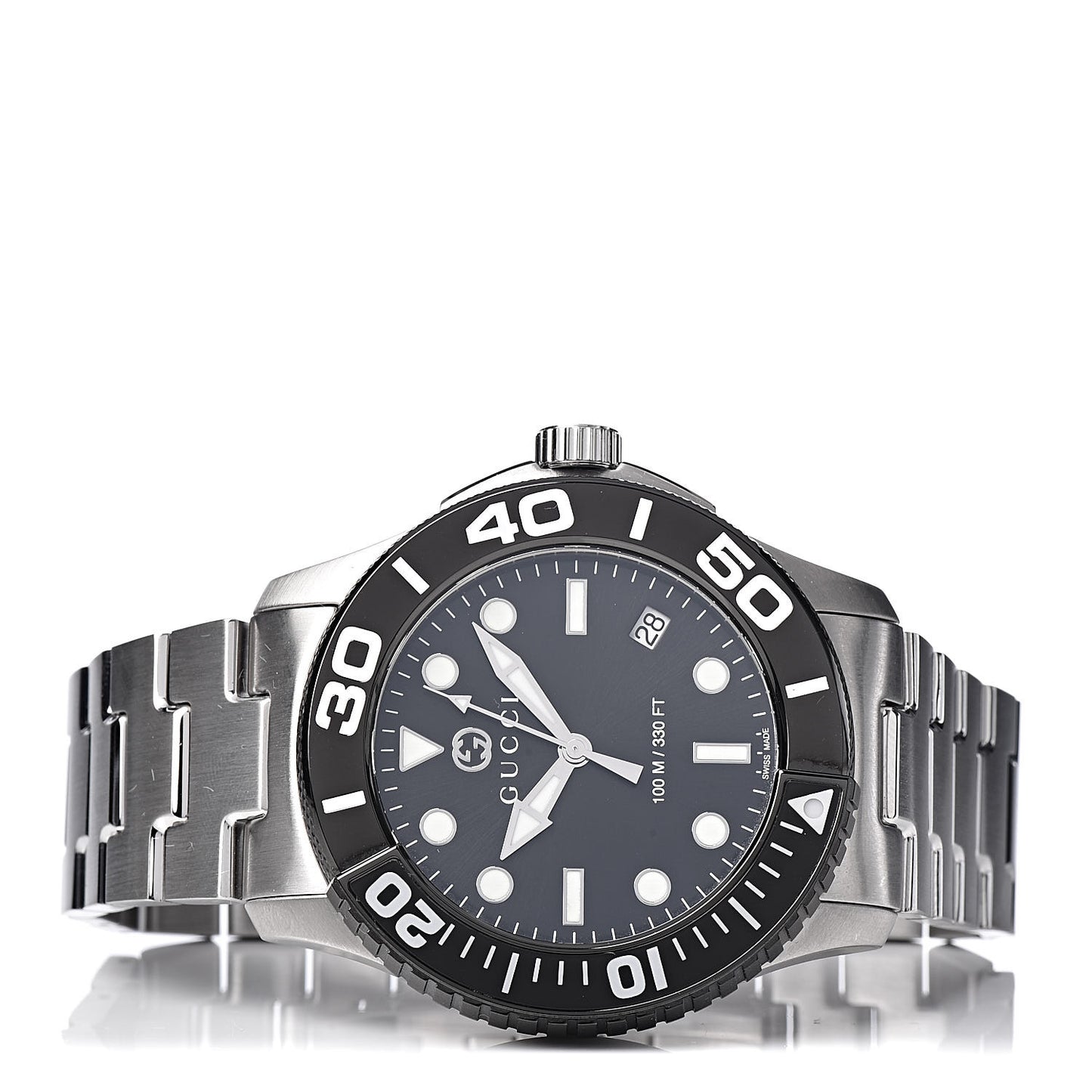 Stainless Steel Ceramic 45mm Dive Quartz Watch Black