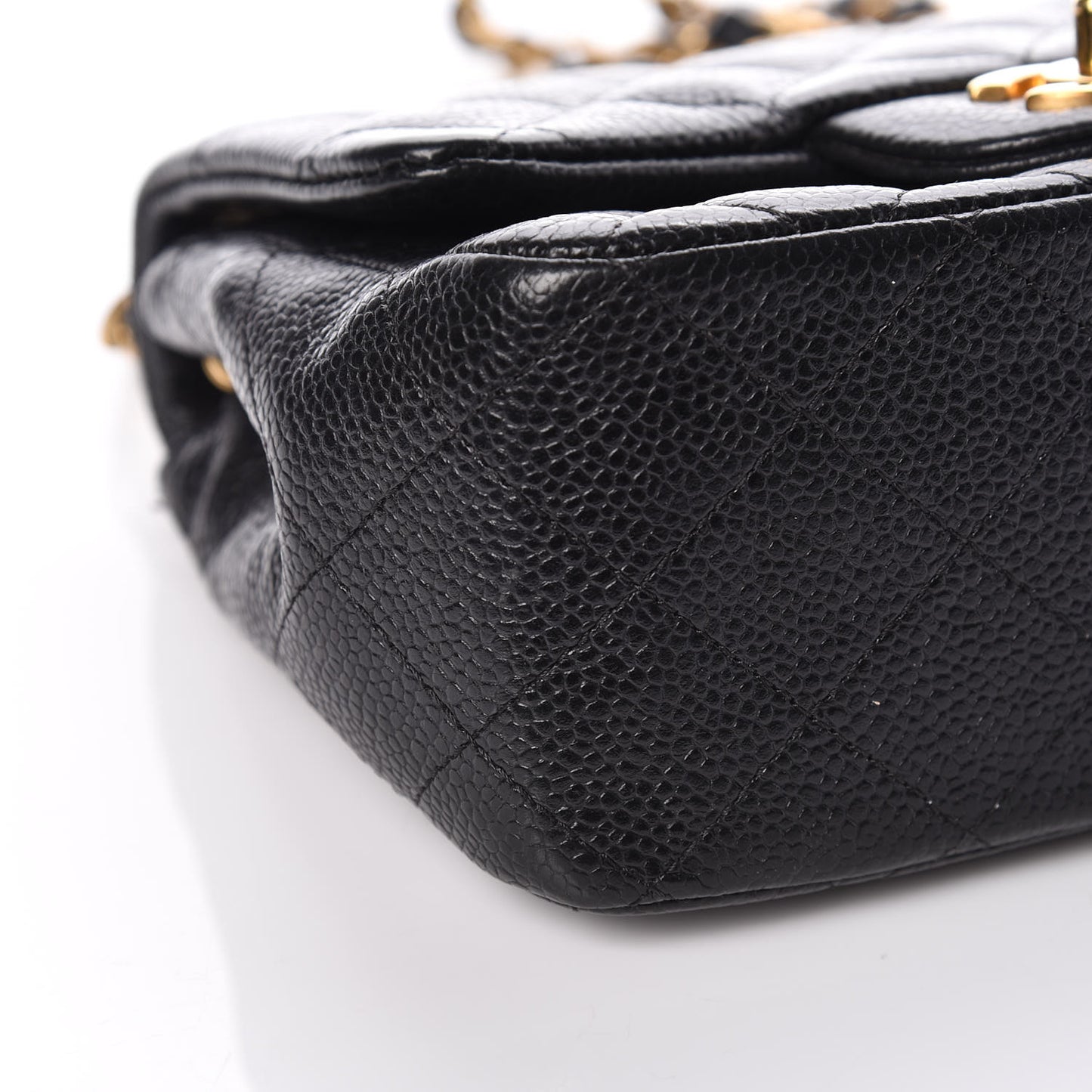 Caviar Quilted Mini Square Flap Black