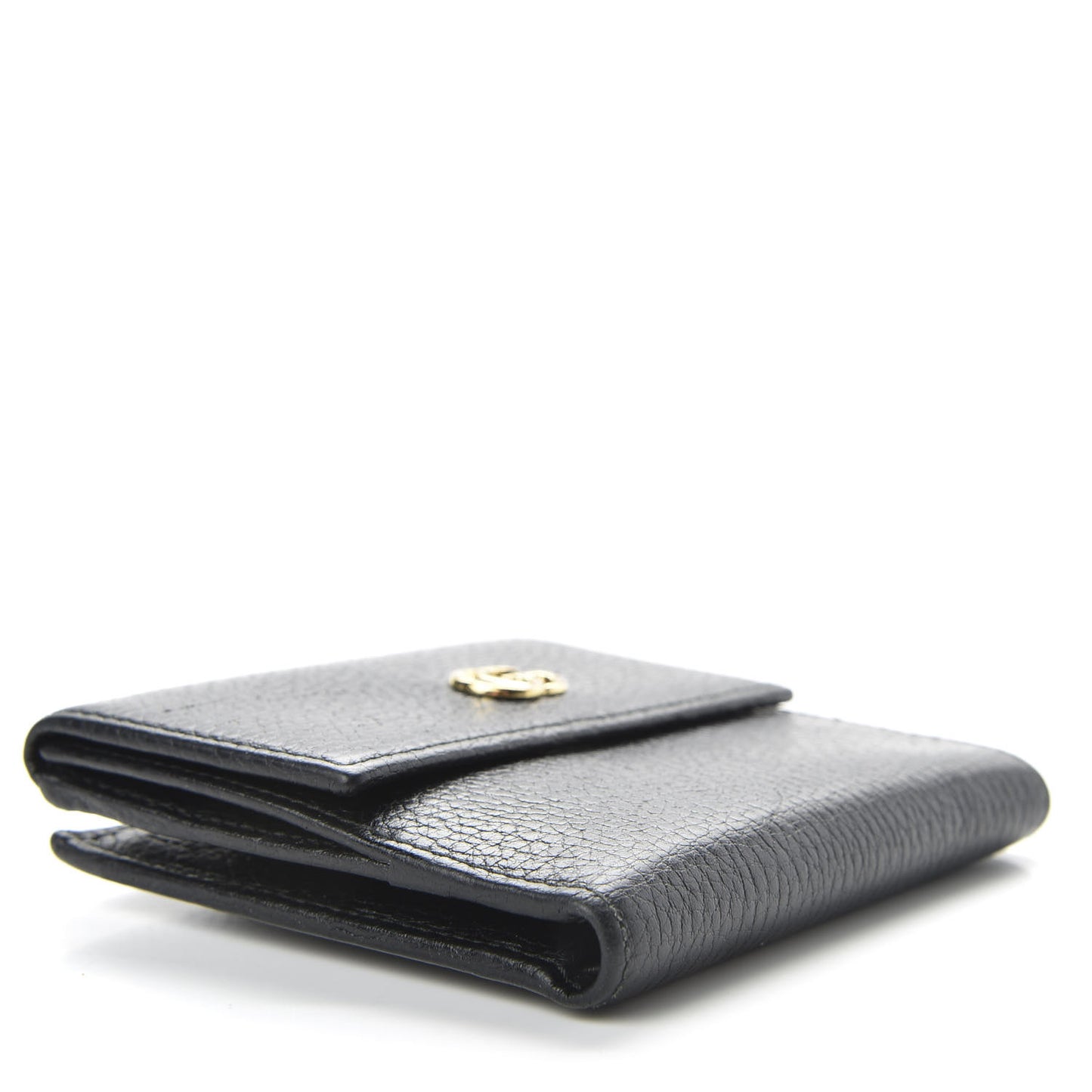 Dollar Calfskin Double G French Flap Wallet Black