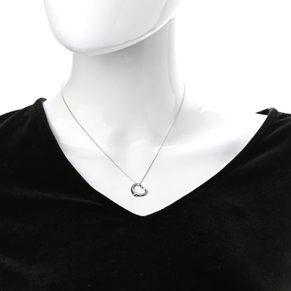 Tiffany Platinum Diamond 16mm Elsa Peretti Open Heart Pendant Necklace 2 of 8