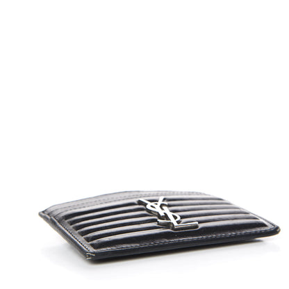 Saint Laurent Ribbed Calfskin Opium Monogram Credit Card Case Black 4 of 12