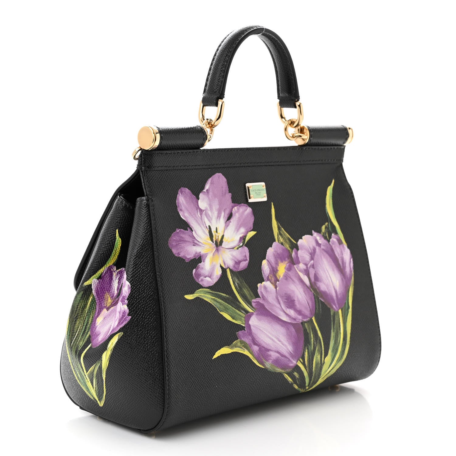 Dolce & Gabbana Dauphine Tulip Print Medium Miss Sicily Satchel Black 3 of 9